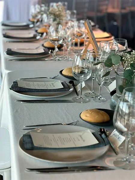 Table set for a ceremonial banquet